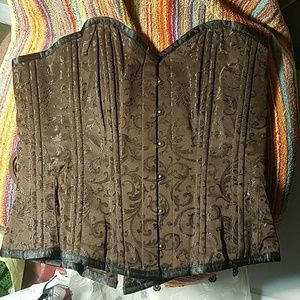 Brown brocade corset